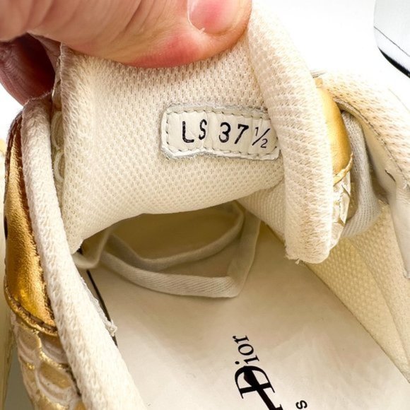 Christian Dior Mesh D-Connect Sneakers 37.5 Gold - Picture 8 of 11